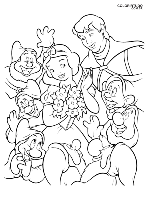 Branca De Neve E Os Sete Anoes Para Colorir