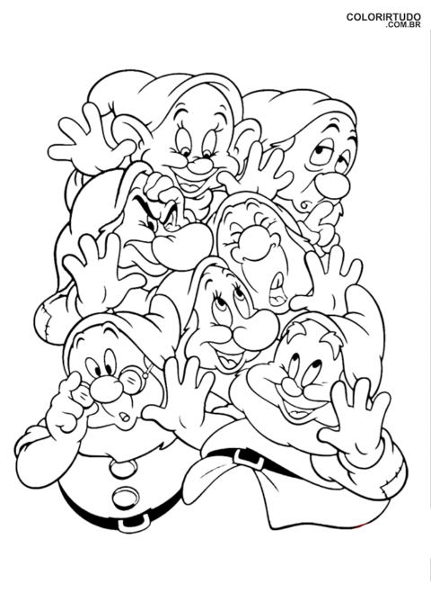 Schneewittchen und die sieben Zwerge - Zeichnung zum Ausdrucken