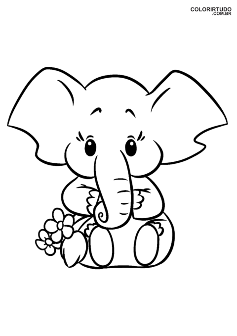 색칠하고 인쇄하는 코끼리의 초안