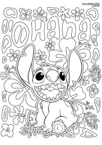 Página para colorear de Ohana Lilo y Stitch