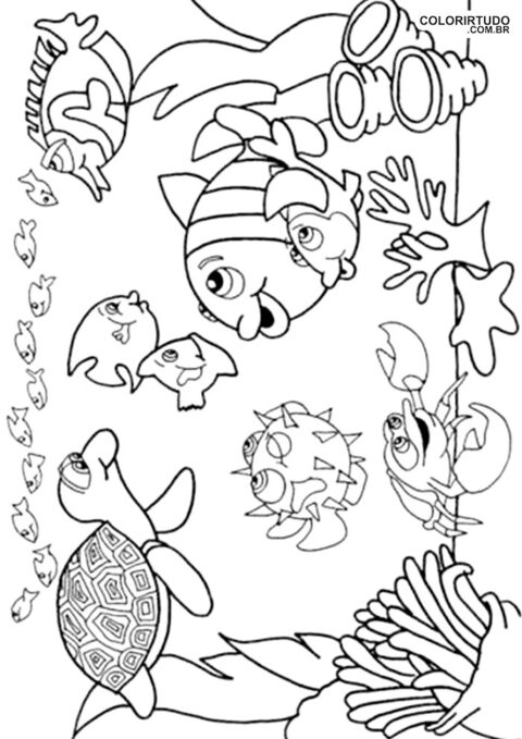 Página para colorear de peces