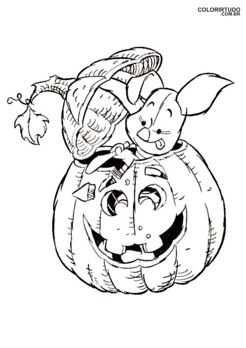Desenhos De Halloween Disney Para Colorir Leitao Fazendo Sua Lanterna De Abobora