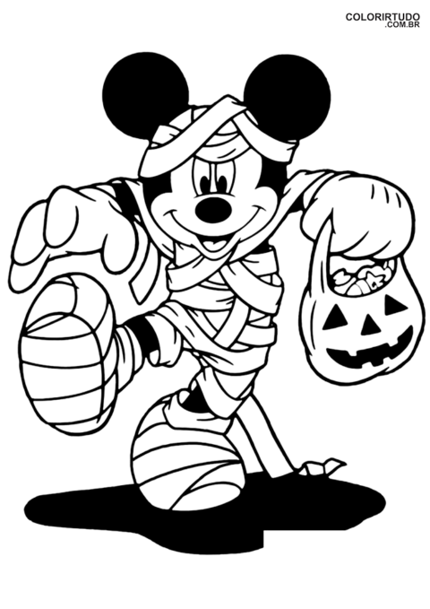 Desenhos De Halloween Disney Para Colorir Mickey Fantasiado De Mumia