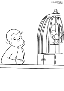 Figur „Curious George“ zum Ausmalen und Ausdrucken