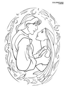 Imagen Pocahontas para pintar e imprimir