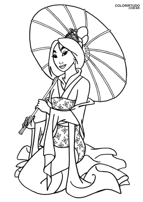 Mulan Flor Para Colorir