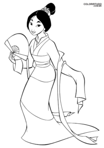 Mulan à colorier à la maison