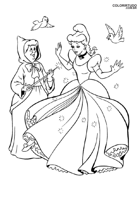 Princesas Cinderela Desenhos Para Colorir