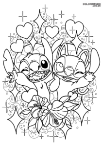 Stitch E Angel Desenho Para Colorir