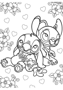 Stitch E Angel Para Colorir