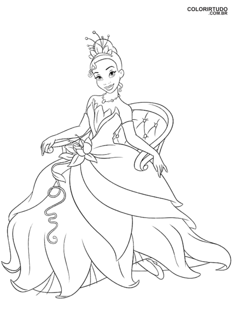 Tiana A Princesa Para Colorir