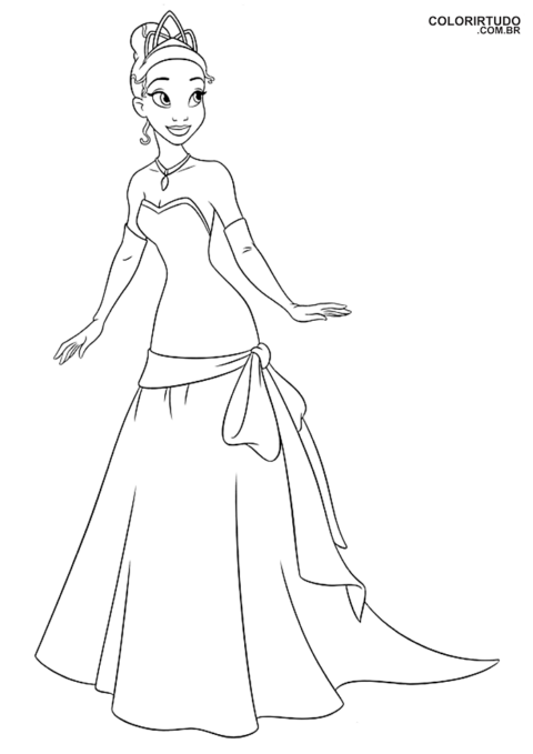 Tiana A Princesa Para Colorir E Imprimir
