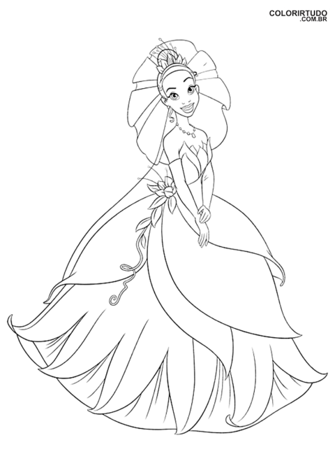 Tiana A Princesa Para Pintar E Imprimir