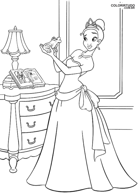 Tiana Princesa Para Colorir