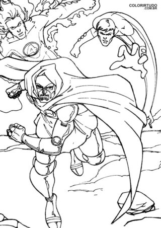 Coloriage de quatuor fantastique