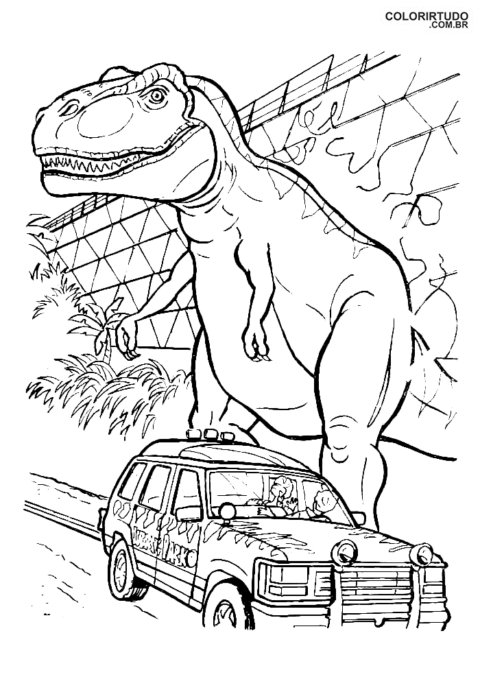 Grafika Kolorowanka Park Jurajski Dinozaury