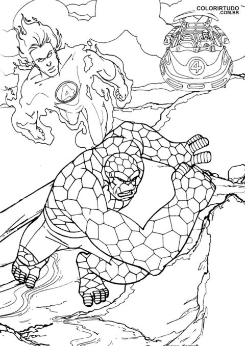 Fantástica figura de cuarteto para pintar e imprimir