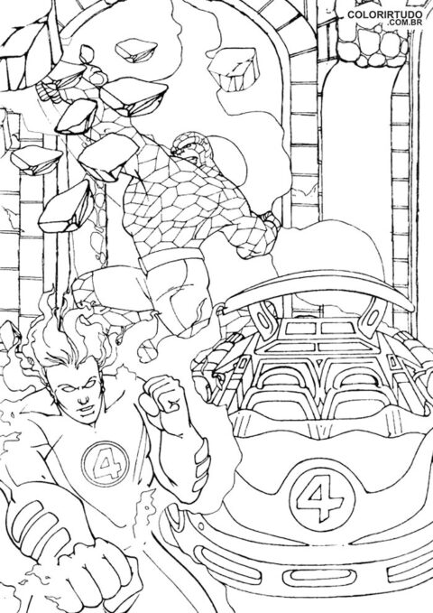 Fantástica figura de cuarteto para pintar e imprimir