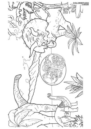 Obraz parku jurajskiego do kolorowania i drukowania