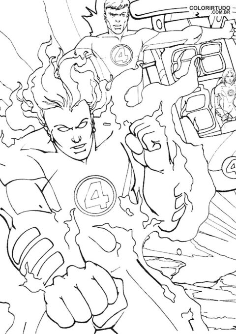 Coloriage de quatuor fantastique