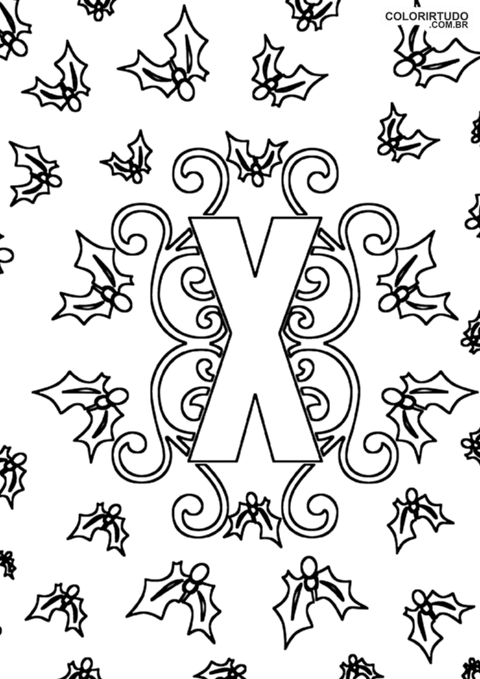 Letra X para pintar e imprimir